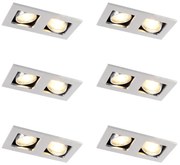 Set 6 Spoturi Incastrabile Aluminiu Rectangulare 2 Lumini - Qure