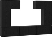 vidaXL Set comodă TV Pe perete 7 pcs Stejar Negru Lemn compozit