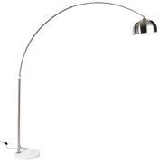 Lampa cu arc din oțel cu bază din marmură albă cu abajur din oțel - XXL