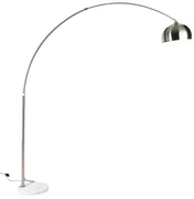 Lampă de podea cu arc din oțel cu bază din marmură albă cu abajur din oțel - Arc XXL
