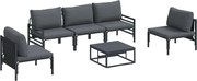 vidaXL Set de canapele pentru grădină cu pernă 6 pcs Negru Oțel