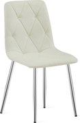 Scaun Bucatarie/Dining Fido ,Picioare Cromate, Textil Bej