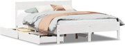vidaXL Cadru de pat fără saltea, alb, 140x190 cm, lemn masiv de pin