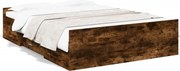 vidaXL Cadru pat cu sertare stejar fumuriu 120x200 cm lemn prelucrat
