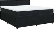 vidaXL Pat box spring cu saltea, negru, 200x200 cm, catifea