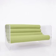 Canapea de Gradina colectie KUUMO MW02, perne verde olive, panouri laterale transparente PMMA sau sticla