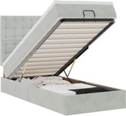 vidaXL Cadru de pat otoman cu saltele Gri deschis 100x200cm catifea