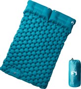 vidaXL Saltea de camping auto-gonflabilă cu perne, 2 persoane albastru
