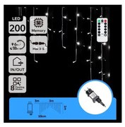 Aigostar - Ghirlandă LED de exterior pentru Crăciun 200xLED/6W/230V/8 funcții 3x1m IP44 alb rece + telecomandă