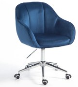 HR2055K Scaun Bleumarin din Catifea cu Bază Cromata