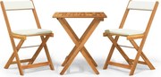 vidaXL Set bistro pliabil cu perne, 3 piese, lemn masiv de acacia