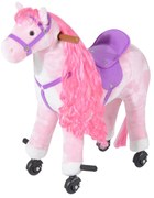 HOMCOM Cal Balansoar pentru Copii 3+ Ani cu Roți și Sunete, Leagăn pentru Copii cu Suport pentru Picioare, 65x28x75 cm, Roz | Aosom Romania