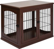 PawHut Cușcă pentru câini, 2 intrări, cu închidere, MDF și metal, 58,4 x 81,3 x 66 cm, Negru | Aosom Romania