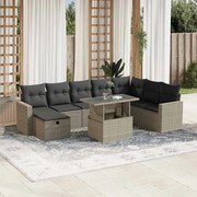 vidaXL Set canapele de grădină cu perne, 9 piese gri deschis poliratan