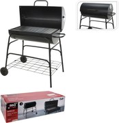 Grătar cu capac pe cărbuni, metalic, 97 cm, cu roți și raft de depozitare
