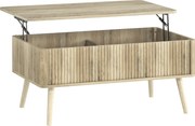 HOMCOM Masă de cafea rabatabilă, masă de salon cu 2 compartimente ascunse și picioare din pin, 91 x 56 x 43 cm, stejar | Aosom Romania