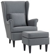 Fotoliu Modern HOMCOM Ottomană Gri | Aosom Romania