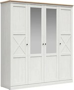 Dressing FRIJA, alb/stejar artisan, PAL melaminat, cu 4 usi, 203x58x22