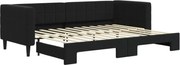 vidaXL Pat de zi cu extensie, negru, 80x200 cm, catifea