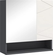 Dulap de Baie cu Oglinda, Dulap de Depozitare pentru Baie Montat pe Perete cu Rafturi Reglabil, Gri Deschis 55x17x55cm Kleankin | Aosom Romania