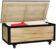 Outsunny Cutie de Depozitare pentru Exterior 121L cu Roți, Organizator din Lemn cu Armătură de Oțel, Maro | Aosom Romania