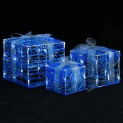 vidaXL Cutii cadou de Crăciun decorative, 3 buc., alb rece, acril