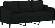 vidaXL Canapea cu 3 locuri, negru, 180 cm, material textil
