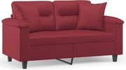 vidaXL Canapea cu 2 locuri cu pernuțe, roșu vin 120 cm piele ecologică