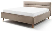 Pat matrimonial 180x200 cm bej tapițat cu spațiu de depozitare cu somieră Lotte – Meise Möbel