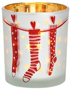 Sfesnic din sticla CHRISTMAS STOCKING 10 cm alb