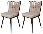 Set de scaune de sufragerie Kusakli Cream andBlack, 2 buc., 2 buc.