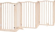 vidaXL Poartă de acces pentru câini cu ușă pliabilă, 6 panouri, 300 cm, lemn de plop