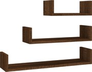 vidaXL Rafturi de expunere de perete 3 buc. stejar maro lemn prelucrat