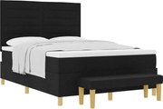 vidaXL Pat cu arcuri cu saltea Negru 140 x 190 cm țesătură