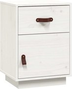 vidaXL Noptieră, alb, 40x34x55 cm, lemn masiv de pin