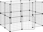 vidaXL Cușcă animale de companie cu ușă 20 panouri negru 35x35 cm oțel
