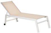 Outsunny Șezlong pe 5 Niveluri cu Spătar Rabatabil, Șezlong de Grădină din Aluminiu și Textile, 169x65x102 cm, Bej
