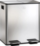 HOMCOM Coș de Gunoi cu 2 Compartimente de 20L cu Pedală, Coș de Gunoi cu 2 Capace Silențioase, 45,8x36x51,6 cm, Argintiu | Aosom Romania