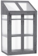 Outsunny Mini-seră, seră mică cu cadru din lemn, ferestre și uși duble, 3 rafturi, 70L x 50W x 120H cm, gri | Aosom Romania