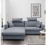 Colțar extensibil în formă de L cu spațiu de depozitare, orientare stânga — HORTA, gri închis