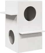 vidaXL Casă pentru pisici albă 43x43x60 cm din lemn masiv de pin