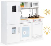 Bucătărie din lemn pentru copii cu lumini și oale