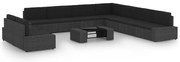vidaXL Set mobilier de grădină cu perne, 10 piese, negru, poliratan