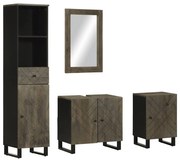 vidaXL Set de mobilier de baie 4 piese din lemn masiv de mango negru