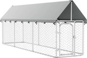 vidaXL Padoc pentru câini de exterior, cu acoperiș, 400x100x150 cm