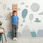 Autocolante de perete - Baloane albastru gri pe deal