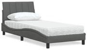 vidaXL Pat cu saltea, gri închis, 90x190 cm, textil