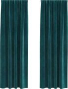 vidaXL Perdele opace 2 pcs Verde închis 140 x 225 cm Catifea