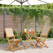 vidaXL Set mobilier bistro, 3 piese, textil bej/lemn masiv