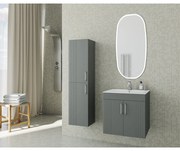 Set dulap baza suspendat Drop Lines Hera cu 2 usi si lavoar 50 cm antracit